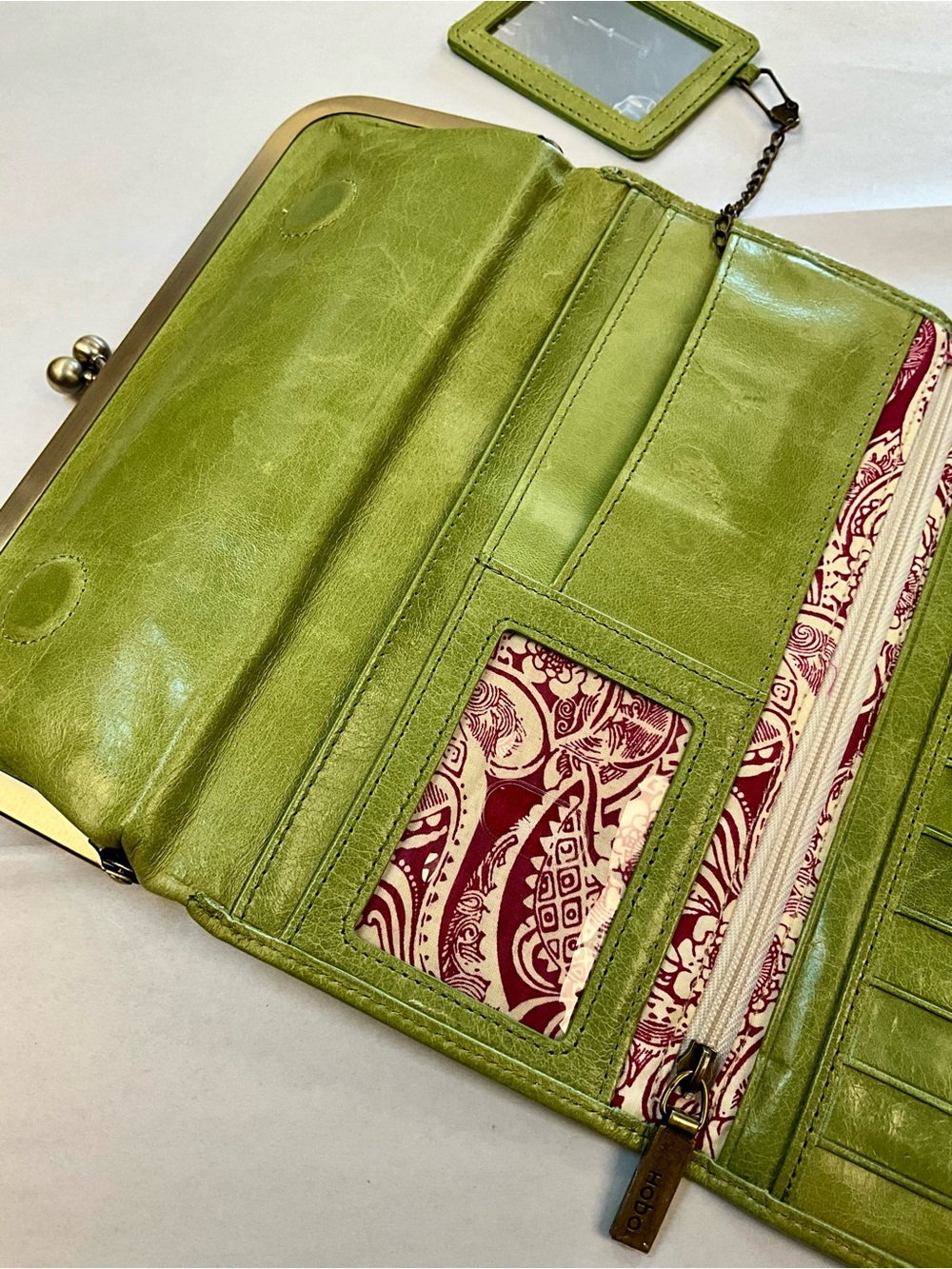 HOBO Olive Green Leather Frame Wallet Clutch - Picture 8 of 13
